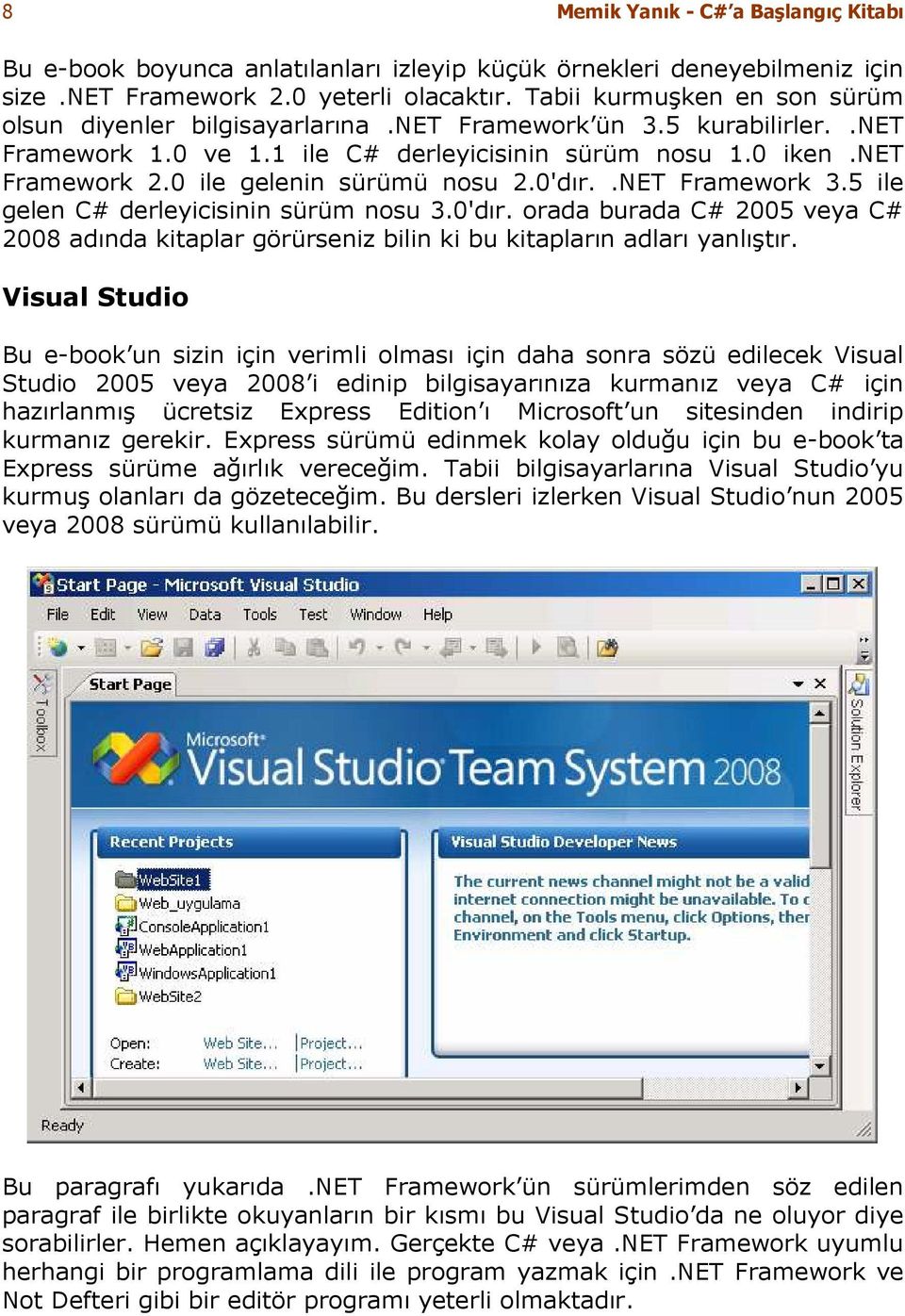 0 ile gelenin sürümü nosu 2.0'dır..NET Framework 3.5 ile gelen C# derleyicisinin sürüm nosu 3.0'dır. orada burada C# 2005 veya C# 2008 adında kitaplar görürseniz bilin ki bu kitapların adları yanlıştır.