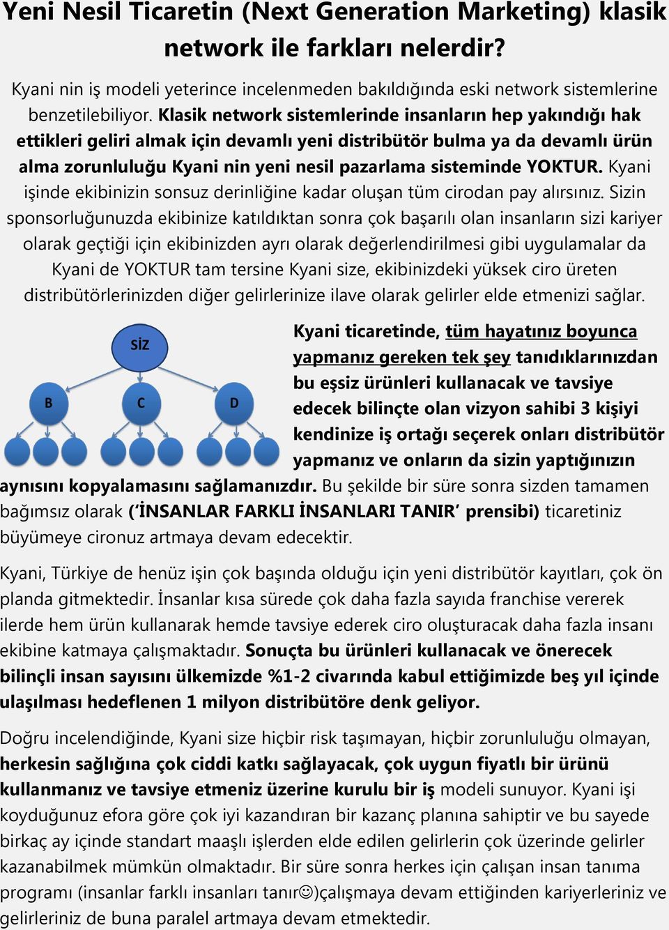 YOKTUR. Kyani işinde ekibinizin sonsuz derinliğine kadar oluşan tüm cirodan pay alırsınız.