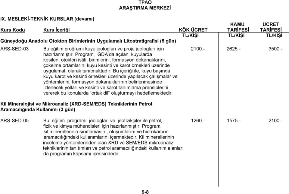 Bu içeriği ile, kuyu başında kuyu karot ve kesinti örnekleri üzerinde yapılacak çalışmalar ve yöntemlerini, formasyon dokanaklarının belirlenmesinde izlenecek yolları ve kesinti ve karot tanımlama