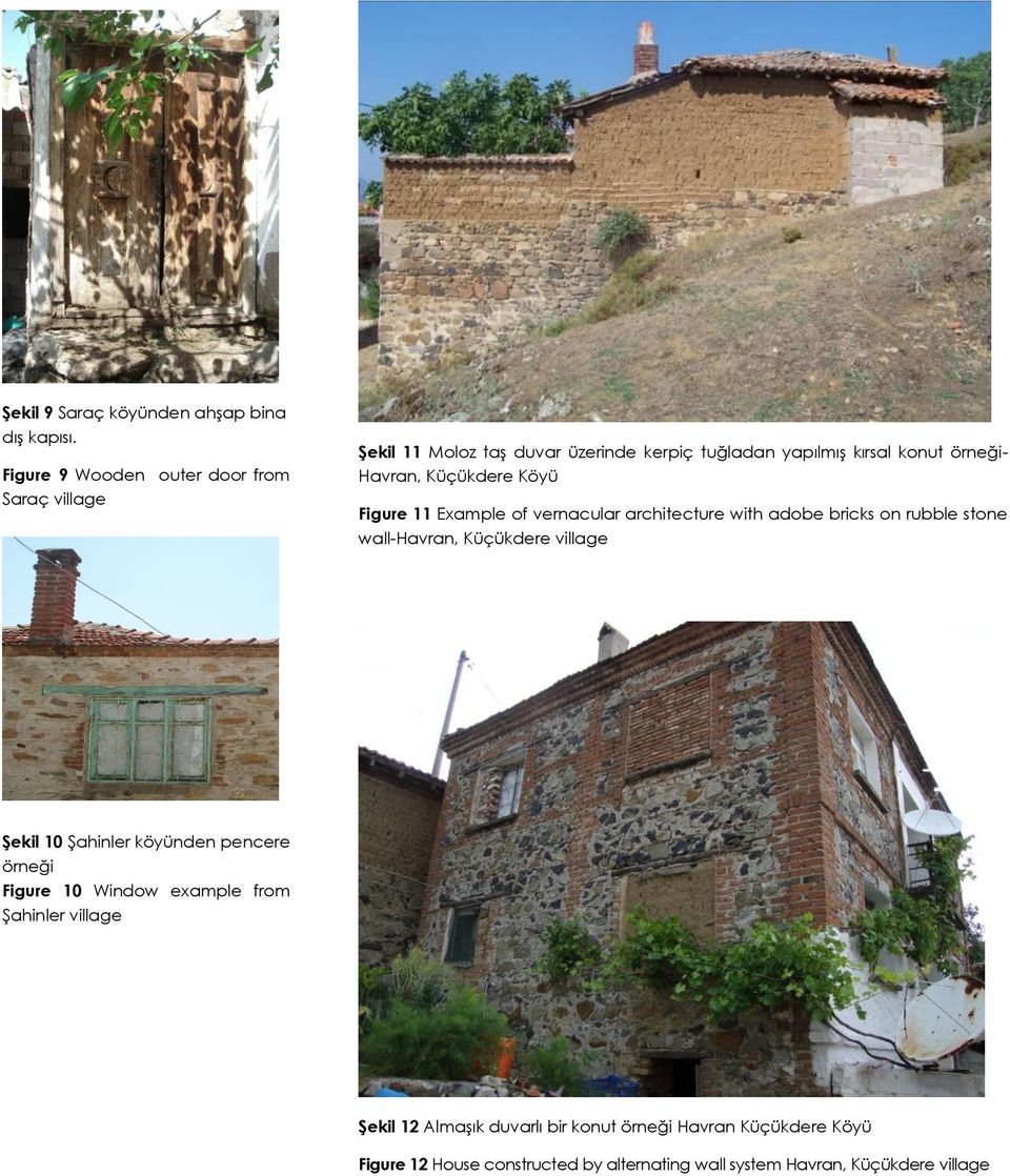 Küçükdere Köyü Figure 11 Example of vernacular architecture with adobe bricks on rubble stone wall-havran, Küçükdere village Şekil 10