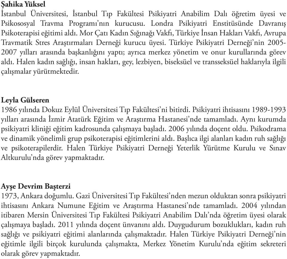 Türkiye Psikiyatri Derneği nin 2005-2007 yılları arasında başkanlığını yaptı; ayrıca merkez yönetim ve onur kurullarında görev aldı.