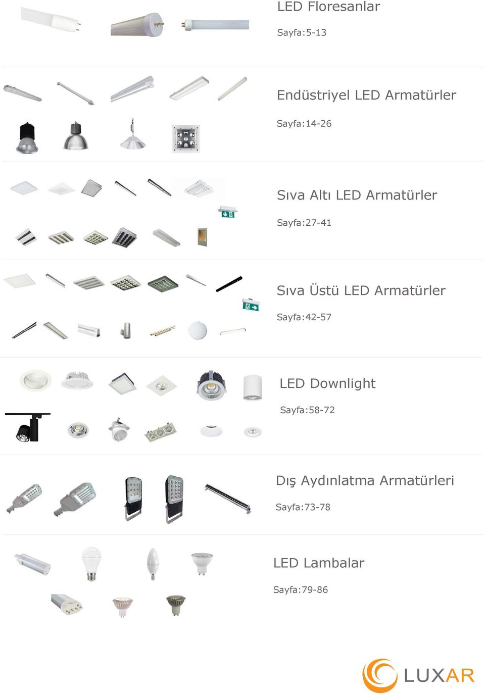 Üstü LED Armatürler Sayfa:42-57 LED Downlight Sayfa:58-72