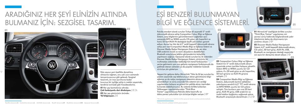 Sezgisel tasarımlı, en ince ayrıntısına kadar kusursuz bir işçiliğe sahip iç mekân sayesinde, kendinizi evinizde gibi hissedeceksiniz. 01 Her şey kontrolünüz altında: Çok fonksiyonlu deri direksiyon.