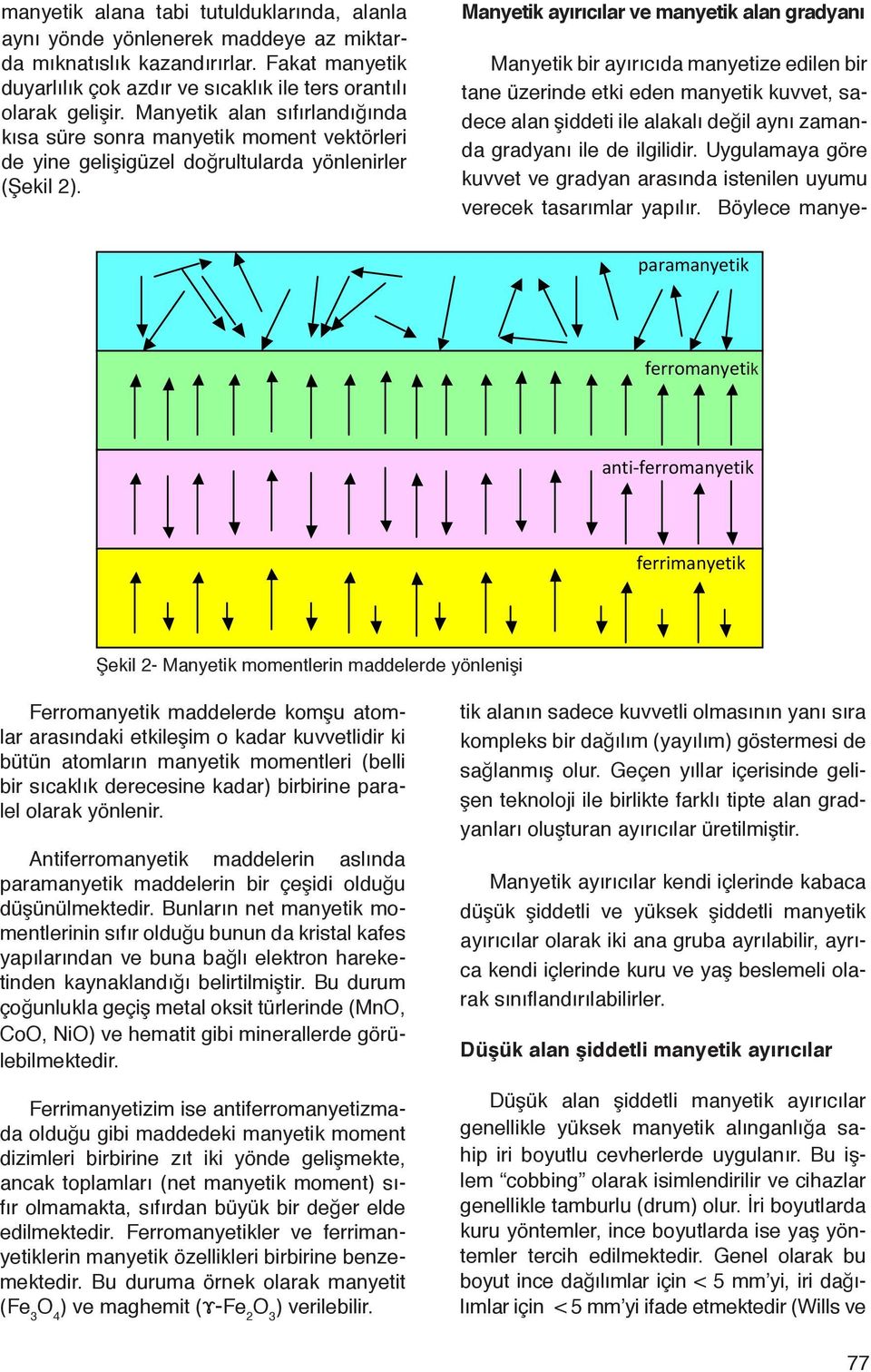 Manyetik ayırıcılar ve manyetik alan gradyanı Manyetik bir ayırıcıda manyetize edilen bir tane üzerinde etki eden manyetik kuvvet, sadece alan şiddeti ile alakalı değil aynı zamanda gradyanı ile de