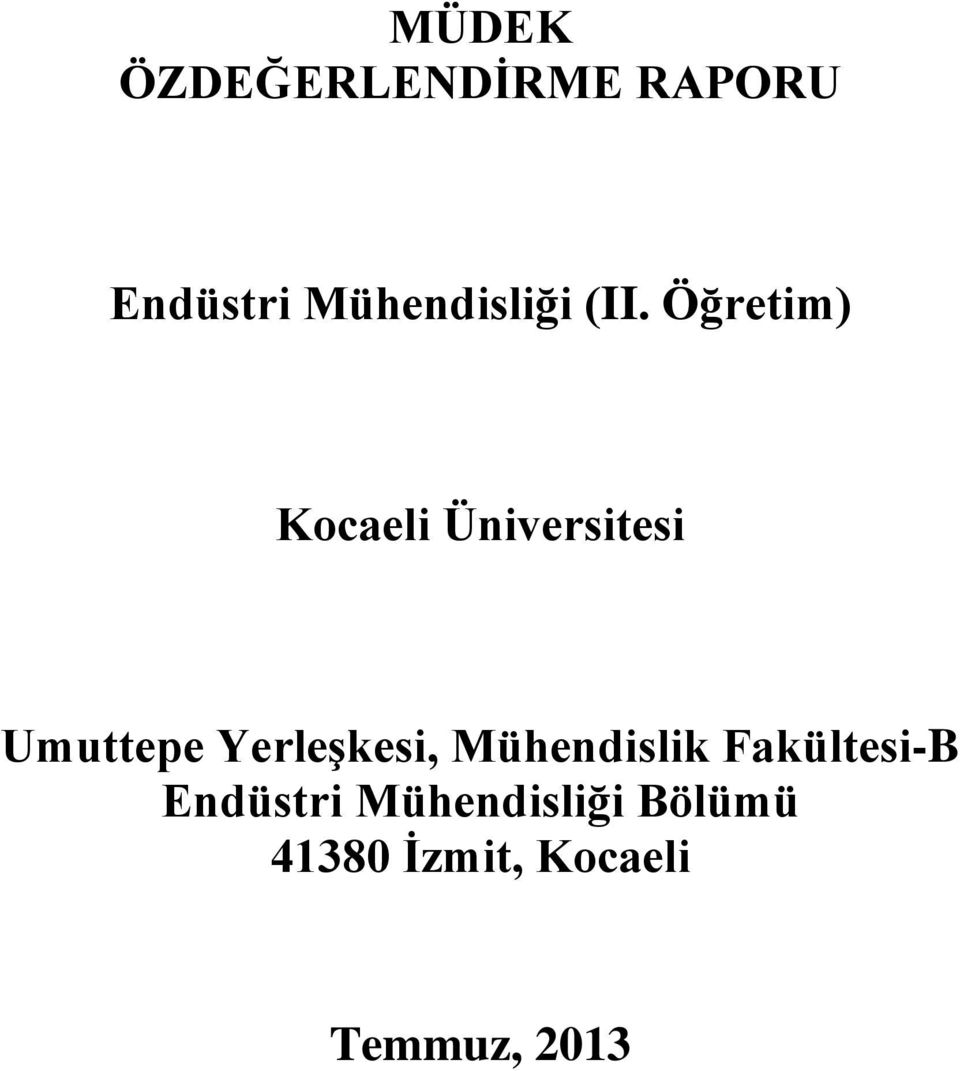 Öğretim) Kocaeli Üniversitesi Umuttepe