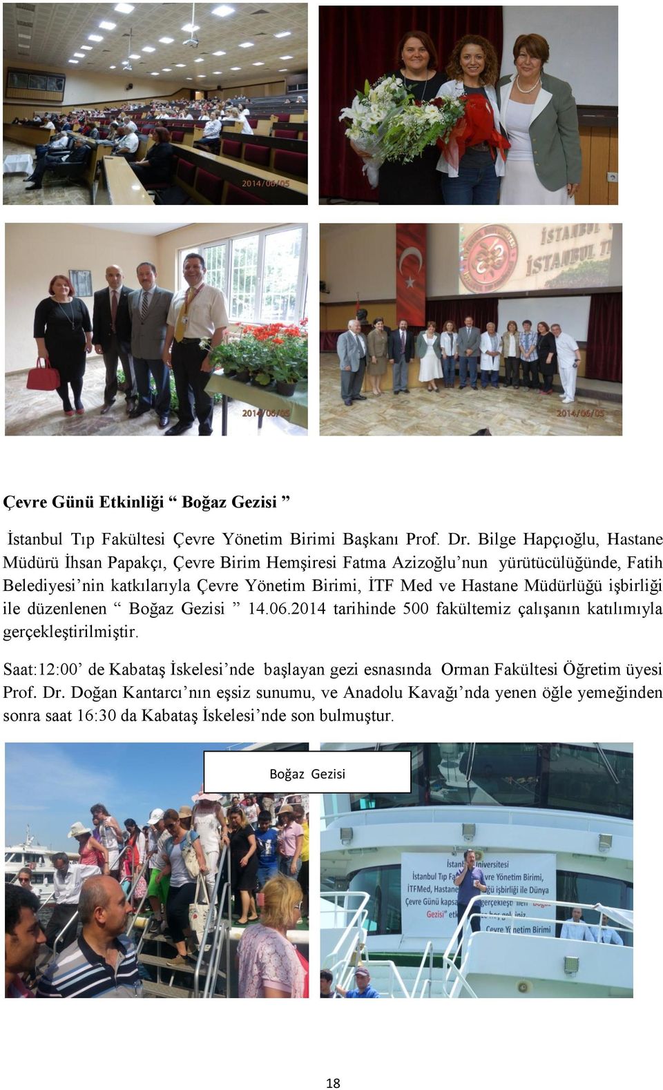 İTF Med ve Hastane Müdürlüğü işbirliği ile düzenlenen Boğaz Gezisi 14.06.2014 tarihinde 500 fakültemiz çalışanın katılımıyla gerçekleştirilmiştir.