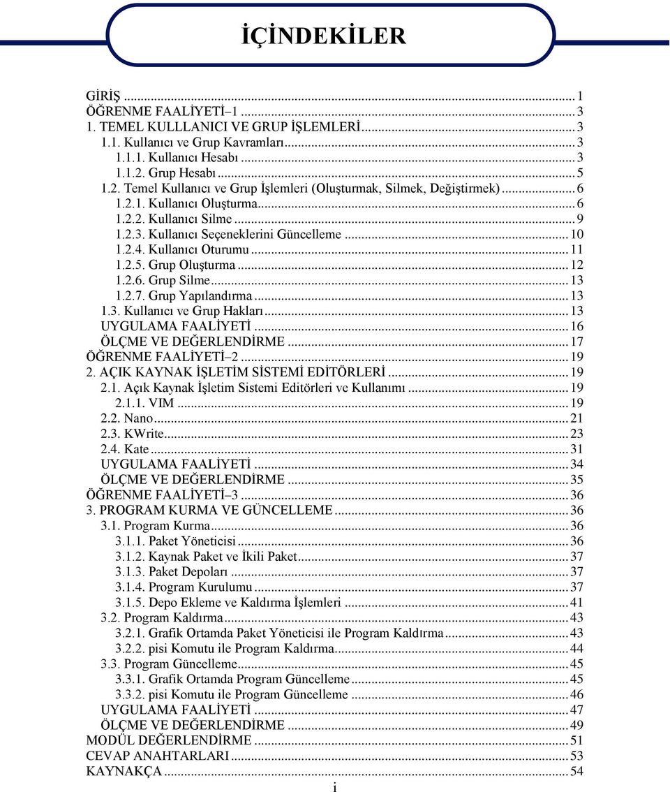 .. 10 1.2.4. Kullanıcı Oturumu... 11 1.2.5. Grup Oluşturma... 12 1.2.6. Grup Silme... 13 1.2.7. Grup Yapılandırma... 13 1.3. Kullanıcı ve Grup Hakları... 13 UYGULAMA FAALİYETİ.