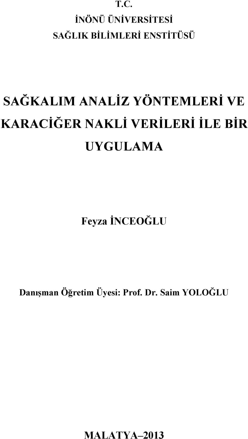 NAKLİ VERİLERİ İLE BİR UYGULAMA Feyza İNCEOĞLU