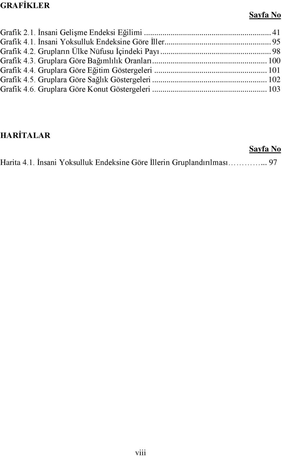 4. Gruplara Göre Eğitim Göstergeleri... 101 Grafik 4.5. Gruplara Göre Sağlık Göstergeleri... 102 Grafik 4.6.