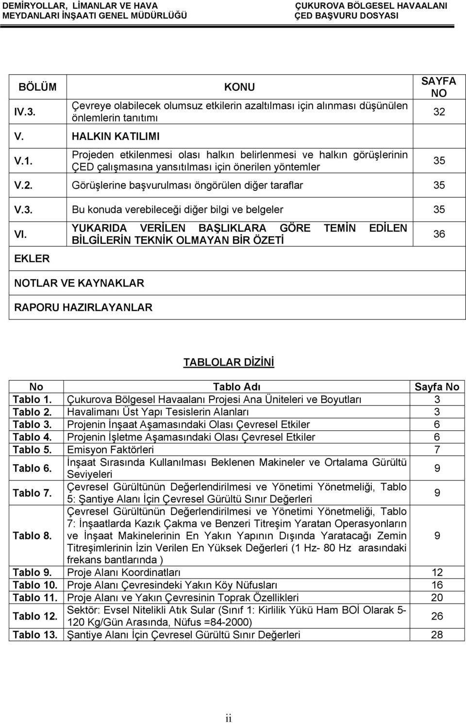 V.3. Bu konuda verebileceği diğer bilgi ve belgeler 35 VI.