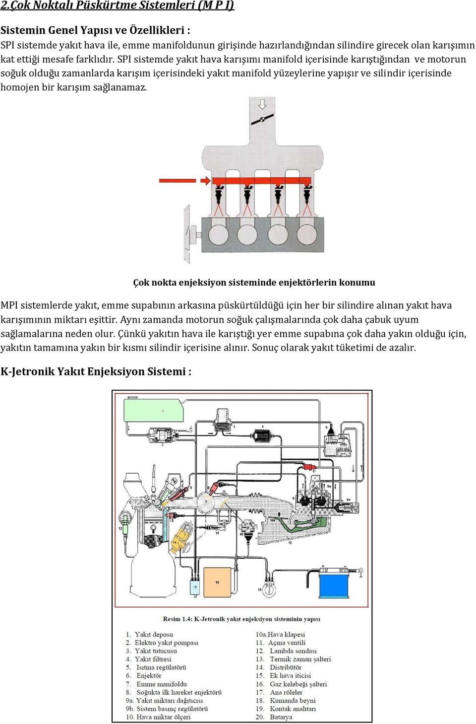 SPI sistemde yakıt hava karışımı manifold içerisinde karıştığından ve motorun soğuk olduğu zamanlarda karışım içerisindeki yakıt manifold yüzeylerine yapışır ve silindir içerisinde homojen bir