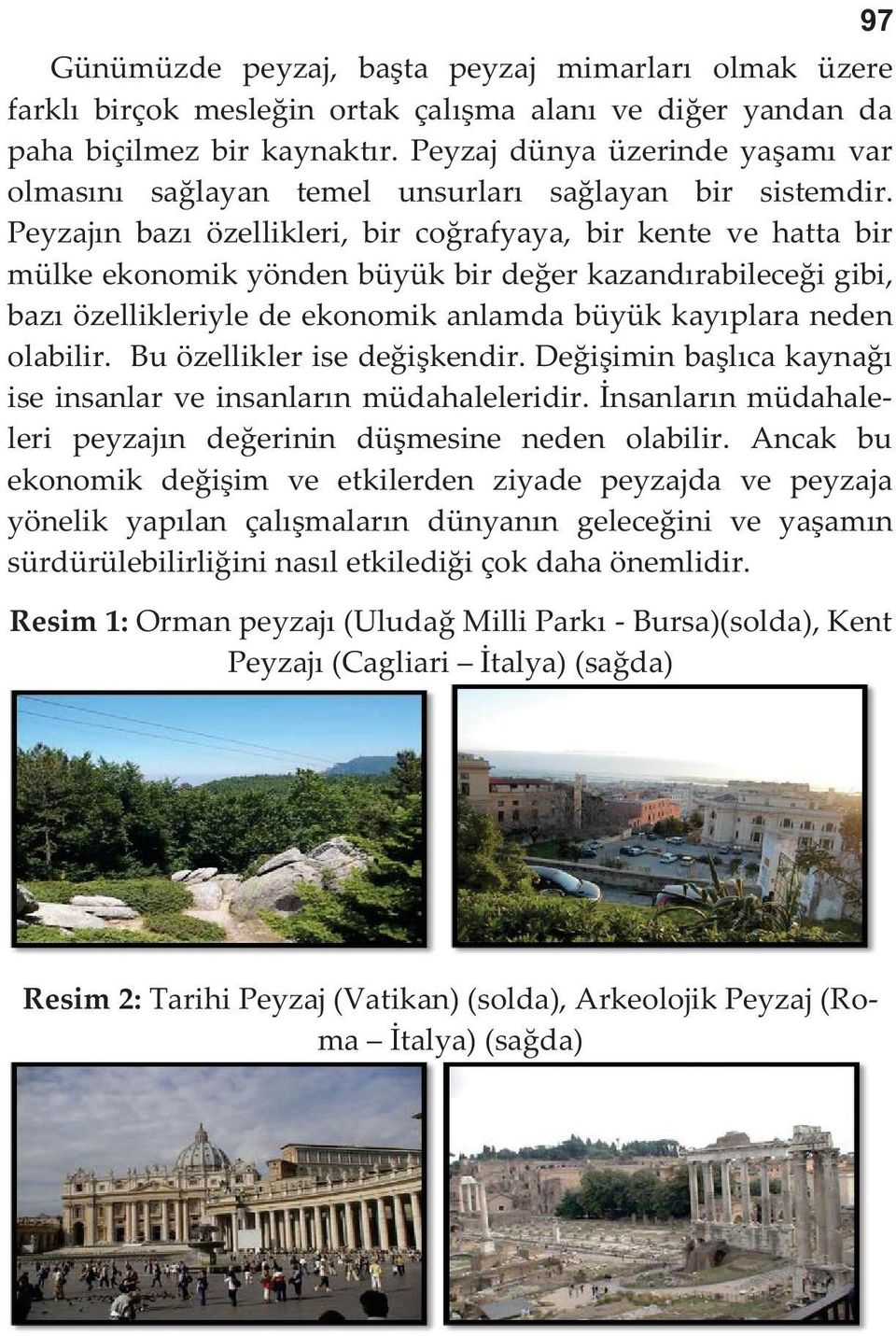 Peyzajın bazı özellikleri, bir coğrafyaya, bir kente ve hatta bir mülke ekonomik yönden büyük bir değer kazandırabileceği gibi, bazı özellikleriyle de ekonomik anlamda büyük kayıplara neden olabilir.