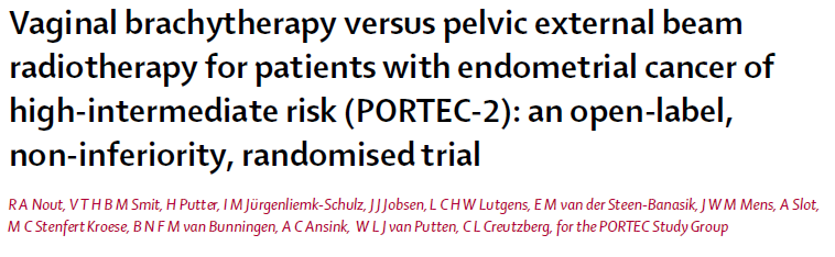 PORTEC II 5 yıllık vajinal yineleme ERT %1.6 BT %1.8 Lokal bölgesel yineleme ERT %2.1 BT %5.1 Uzak metastaz ERT %5.7 BT %8.