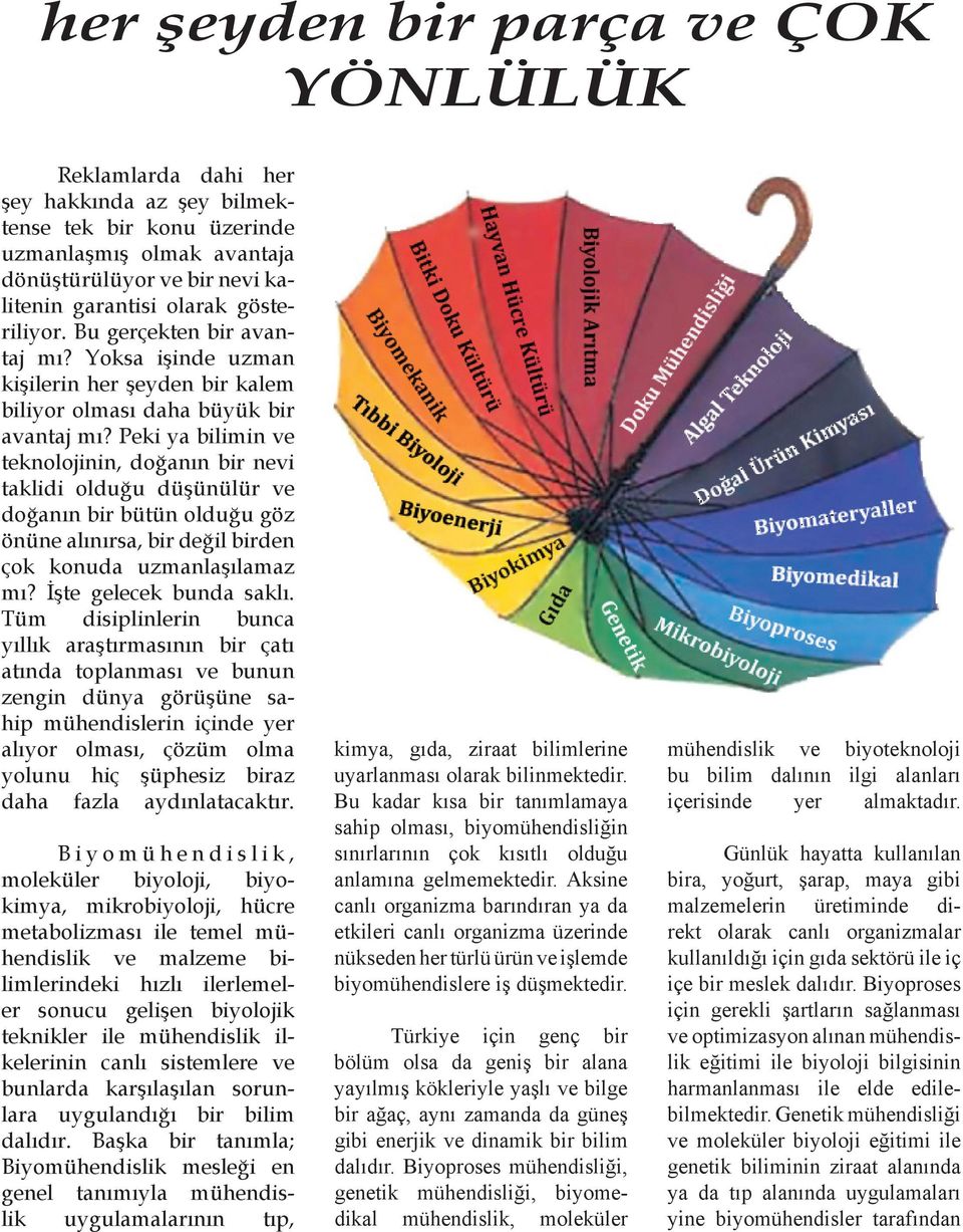 Peki ya bilimin ve teknolojinin, doğanın bir nevi taklidi olduğu düşünülür ve doğanın bir bütün olduğu göz önüne alınırsa, bir değil birden çok konuda uzmanlaşılamaz mı? İşte gelecek bunda saklı.