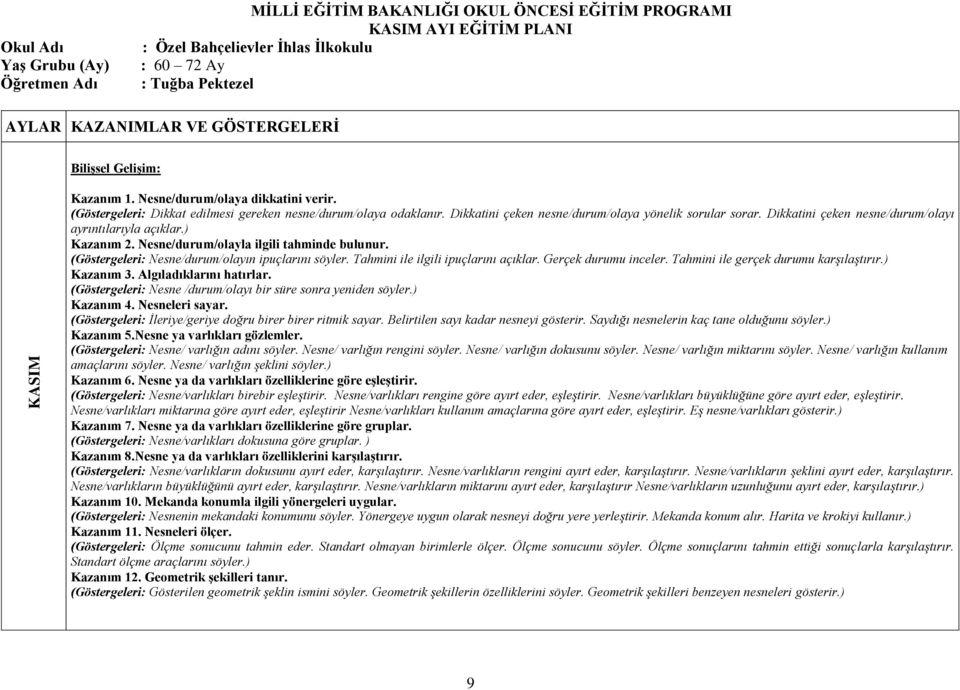 Dikkatini çeken nesne/durum/olayı ayrıntılarıyla açıklar.) Kazanım 2. Nesne/durum/olayla ilgili tahminde bulunur. (Göstergeleri: Nesne/durum/olayın ipuçlarını söyler.