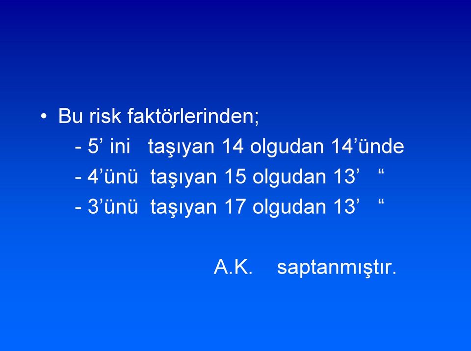 ünü taşıyan 15 olgudan 13-3 ünü