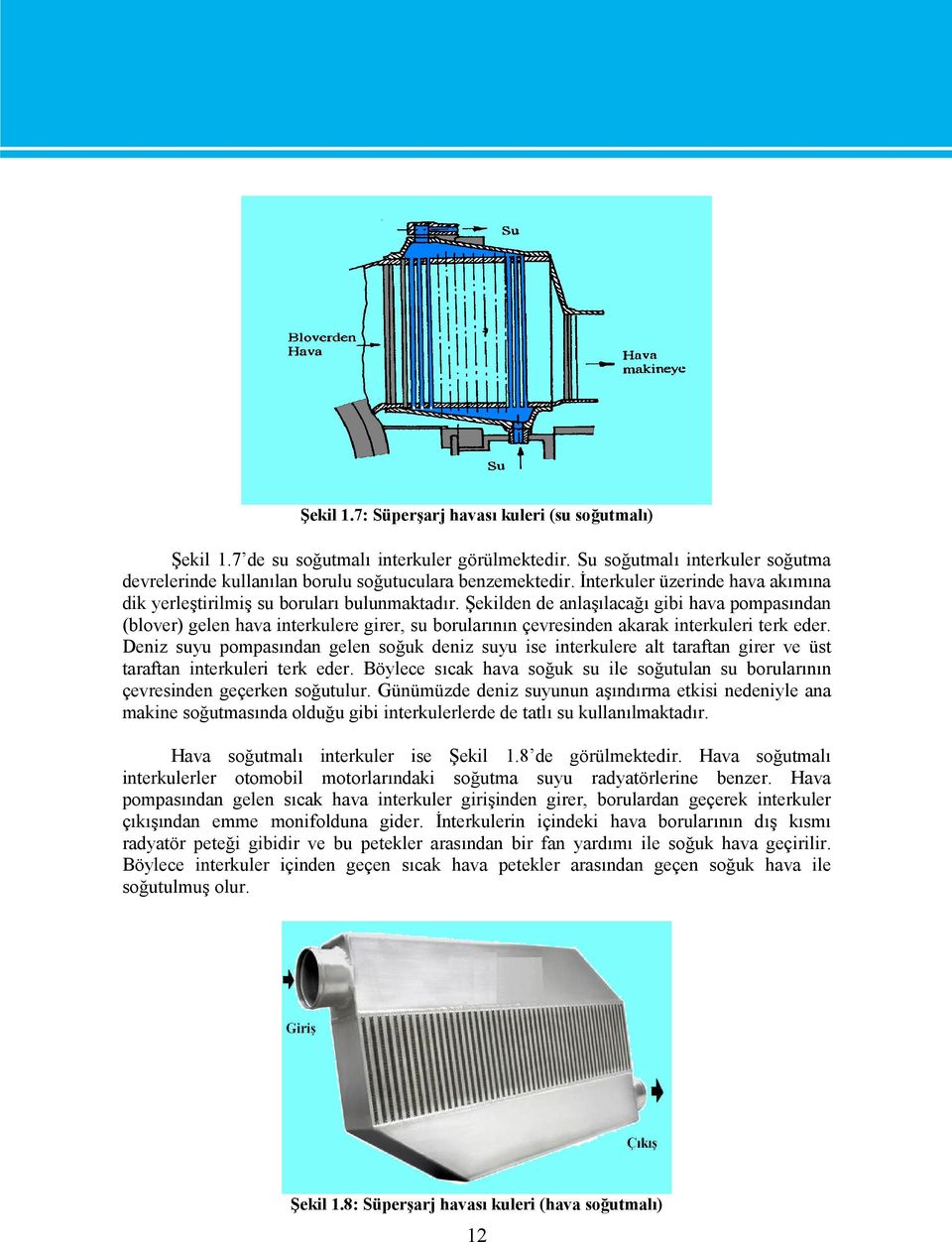 Şekilden de anlaşılacağı gibi hava pompasından (blover) gelen hava interkulere girer, su borularının çevresinden akarak interkuleri terk eder.