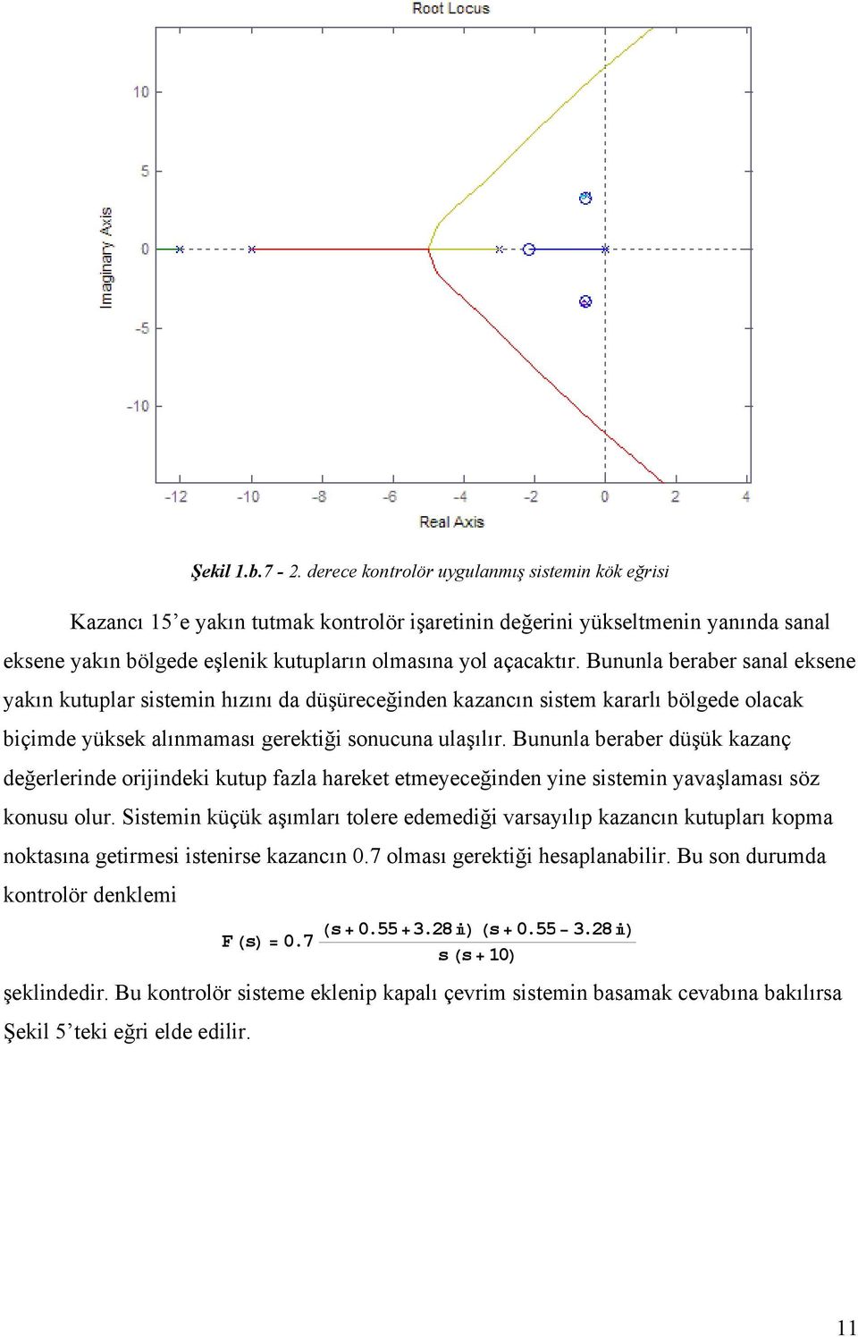 Bununla beraber sanal eksene yakın kutuplar sistemin hızını da düşüreceğinden kazancın sistem kararlı bölgede olacak biçimde yüksek alınmaması gerektiği sonucuna ulaşılır.