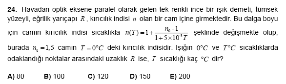 05 5 5 γ α β 60 AB yüzeyine kırılan ışına Snell yasası uygulanırsa..sin an, α=0 0 bulunur. 5+x=05 en x=90 0 bulunur, ki bu uru söz konusu olaaz ( nolu ışın).