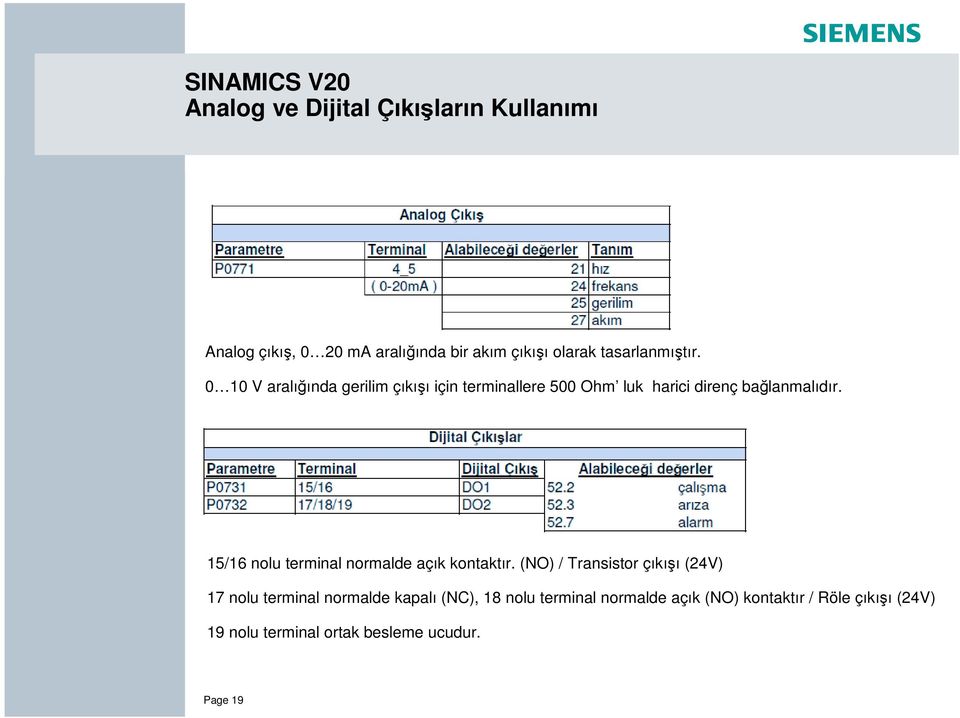 15/16 nolu terminal normalde açık kontaktır.