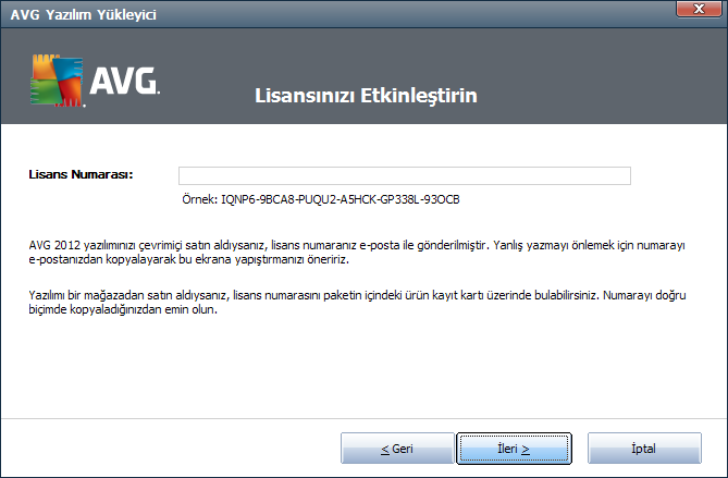 3.2. Lisansınızı Etkinleştirin Lisansını Etkinleştirin iletişim kutusuna lisans bilgilerinizi girmeniz gerekir. Lisans numaranızı Lisans Numarası alanına girin.