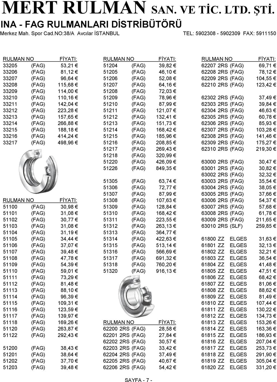 142,04 51210 (FAG) 87,99 62303 2RS (FAG) 39,84 33212 (FAG) 223,28 51211 (FAG) 121,07 62304 2RS (FAG) 46,63 33213 (FAG) 157,65 51212 (FAG) 132,41 62305 2RS (FAG) 60,78 33214 (FAG) 266,88 51213 (FAG)