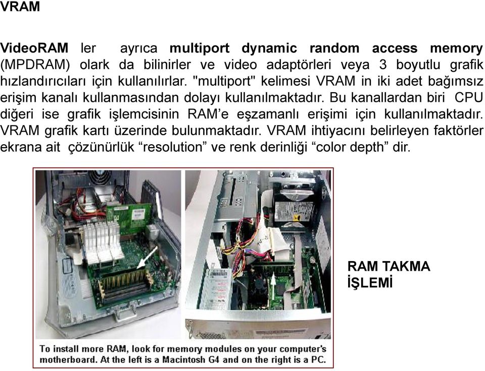 "multiport" kelimesi VRAM in iki adet bağımsız erişim kanalı kullanmasından dolayı kullanılmaktadır.