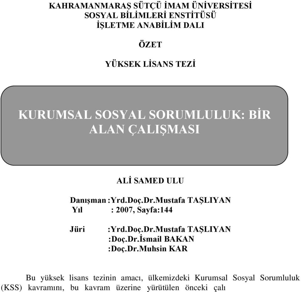 Mustafa TAŞLIYAN :Doç.Dr.