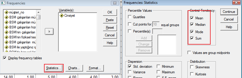 3 SPSS Manual Frequencies Verimiz hakkındaki demografik bilgilerin Mean lerini, vs görmek için şu yolu izliyoruz: Açılan