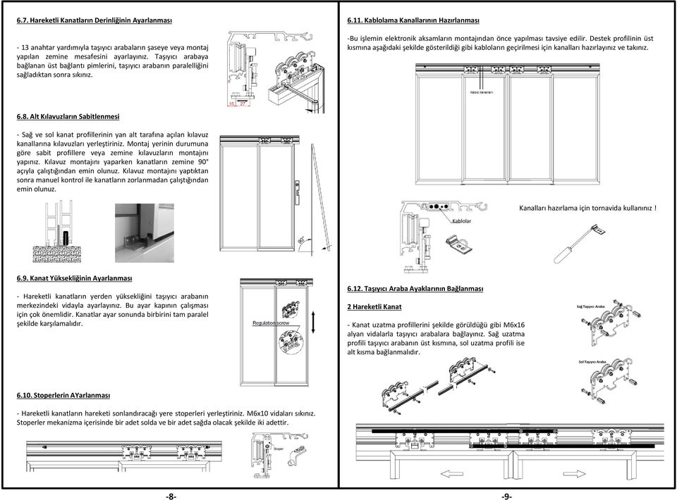 Kablolama Kanallarının Hazırlanması -Bu işlemin elektronik aksamların montajından önce yapılması tavsiye edilir.