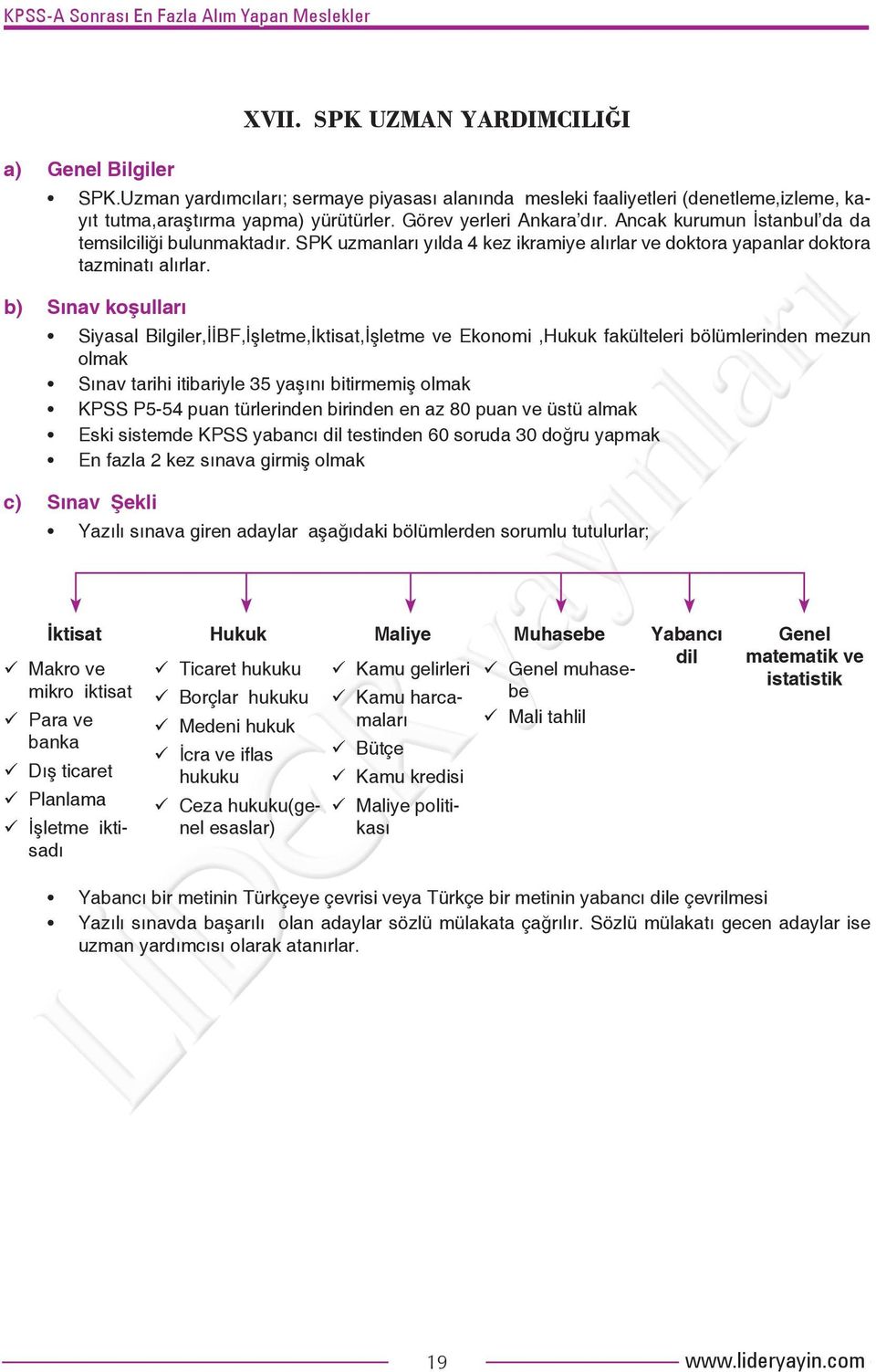 b) Sınav koşulları Siyasal Bilgiler,İİBF,İşletme,İktisat,İşletme ve Ekonomi,Hukuk fakülteleri bölümlerinden mezun olmak Sınav tarihi itibariyle 35 yaşını bitirmemiş olmak KPSS P5-54 puan türlerinden