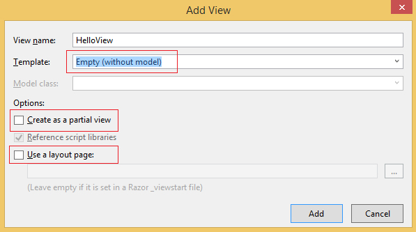 İlk MVC Uygulaması Adım 6 (V+) HelloView isimli