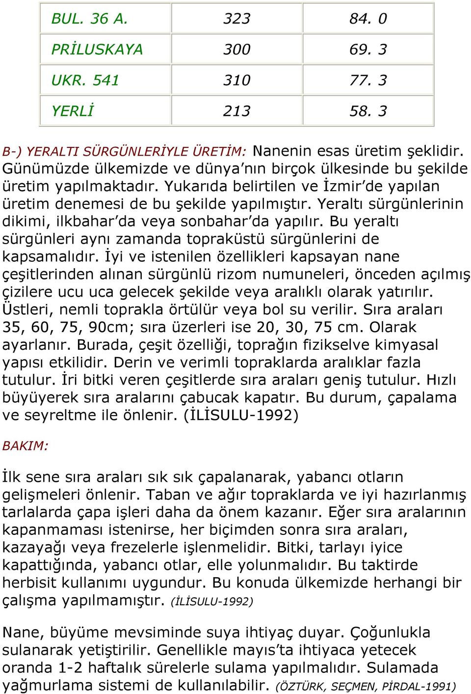 Yeraltı sürgünlerinin dikimi, ilkbahar da veya sonbahar da yapılır. Bu yeraltı sürgünleri aynı zamanda topraküstü sürgünlerini de kapsamalıdır.