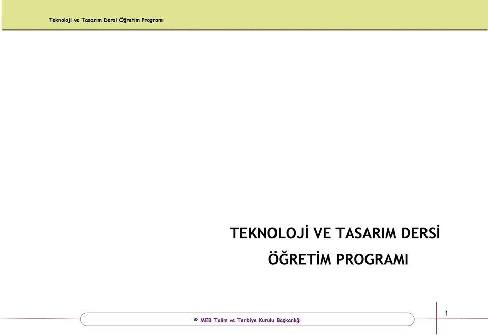 TASARIM DERSİ ÖĞRETİM PROGRAMI