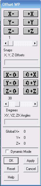 4) Utility Menu> WorkPlane>Offset WP by Increments: Çalışama düzlemini, x-y-z düzlemlerinde öteleme ve döndürmeye yarayan toolbar. Çalışma Düzlemini x-y-z Düzlemlerinde + veya yönde öteleyen butonlar.