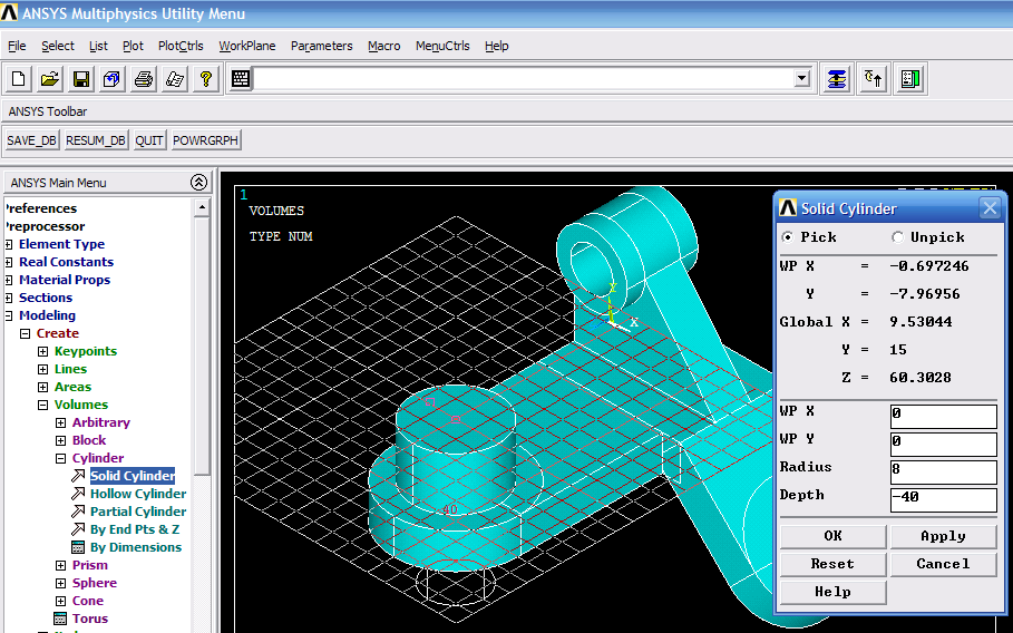 37. ANSYS Main Menu>Preprocessor>Modeling>Create