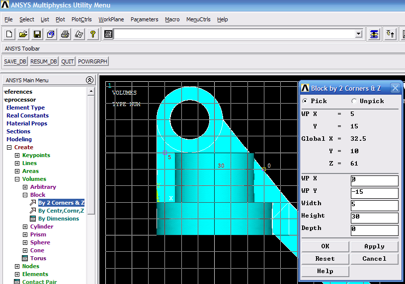 39. Utility Menu> WorkPlane>Offset WP by Increments 40.