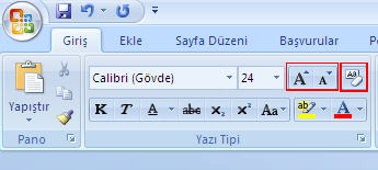 Metin Biçimlendirme Renklendirilmiş kısımlar yazı tipi ve yazı boyutunu değiştirmektedir.