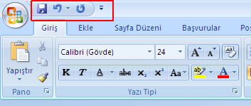 Geri al, yinele, tekrarla Kırmızı alanda görünen tuşlar geri al ve yinele tuşlarıdır.