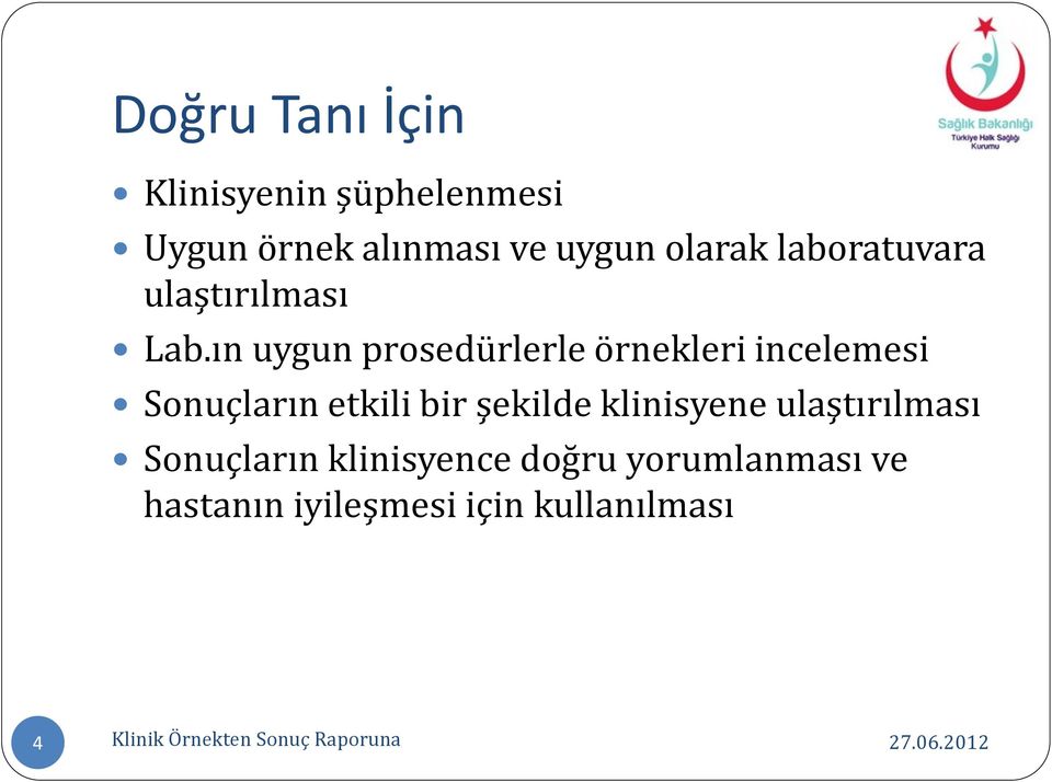 ın uygun prosedürlerle örnekleri incelemesi Sonuçların etkili bir şekilde