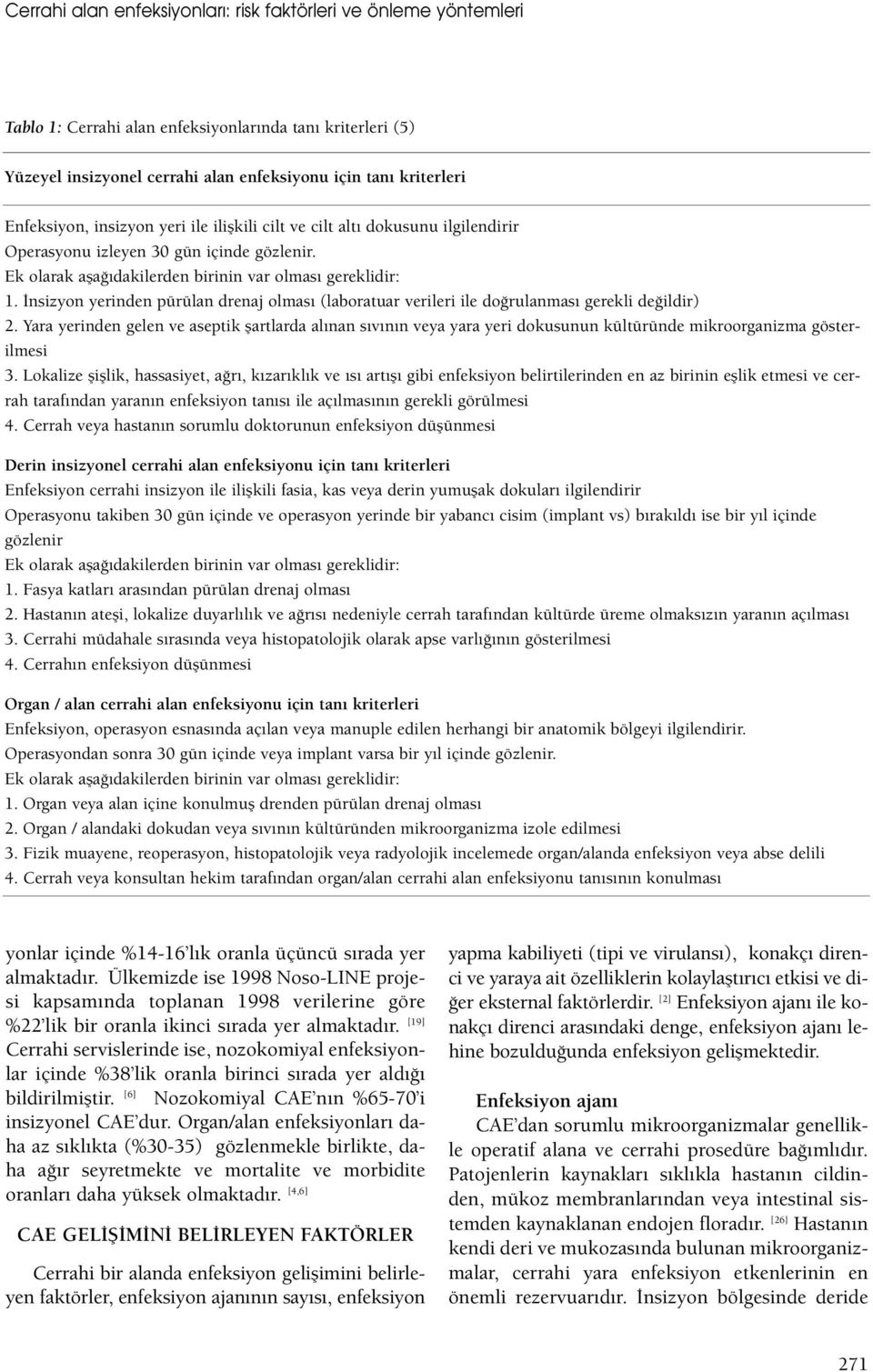 İnsizyon yerinden pürülan drenaj olması (laboratuar verileri ile doğrulanması gerekli değildir) 2.