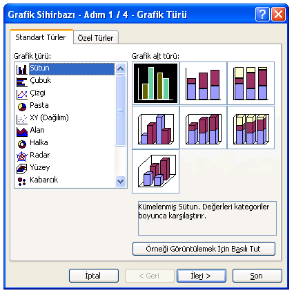 Grafik çizmek için Ekle menüsünden Grafik seçeneğini tıklayın. 15.