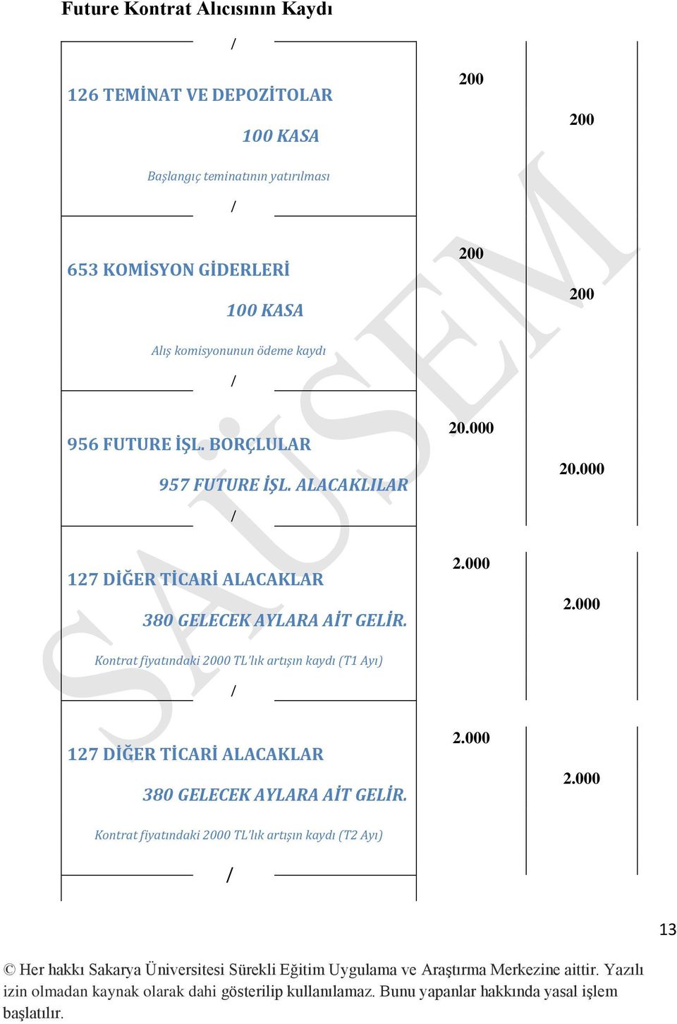 000 127 DİĞER TİCARİ ALACAKLAR 380 GELECEK AYLARA AİT GELİR. 2.000 2.