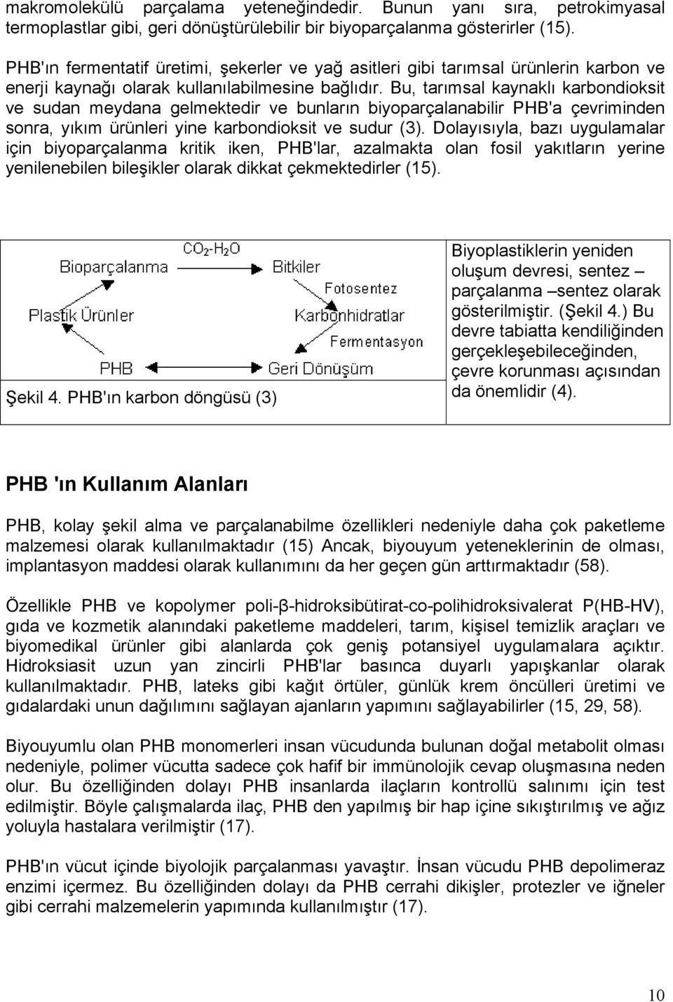 Bu, tarımsal kaynaklı karbondioksit ve sudan meydana gelmektedir ve bunların biyoparçalanabilir PHB'a çevriminden sonra, yıkım ürünleri yine karbondioksit ve sudur (3).