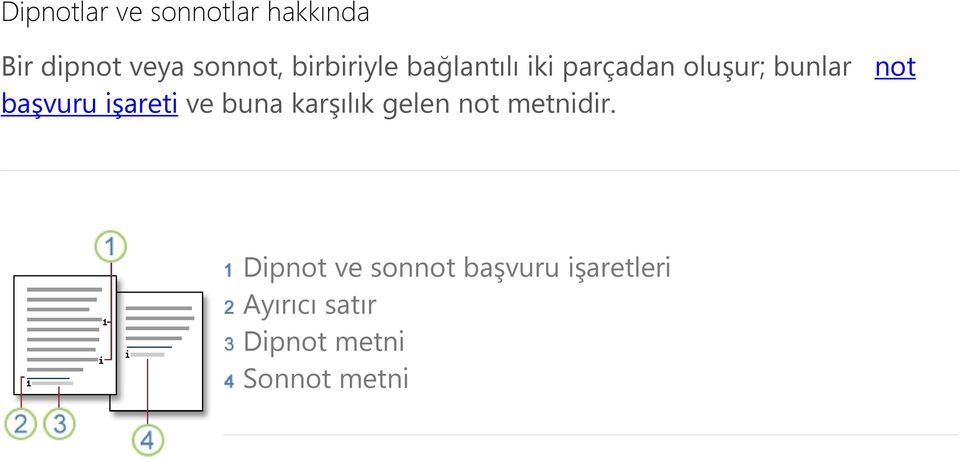 başvuru işareti ve buna karşılık gelen not metnidir.