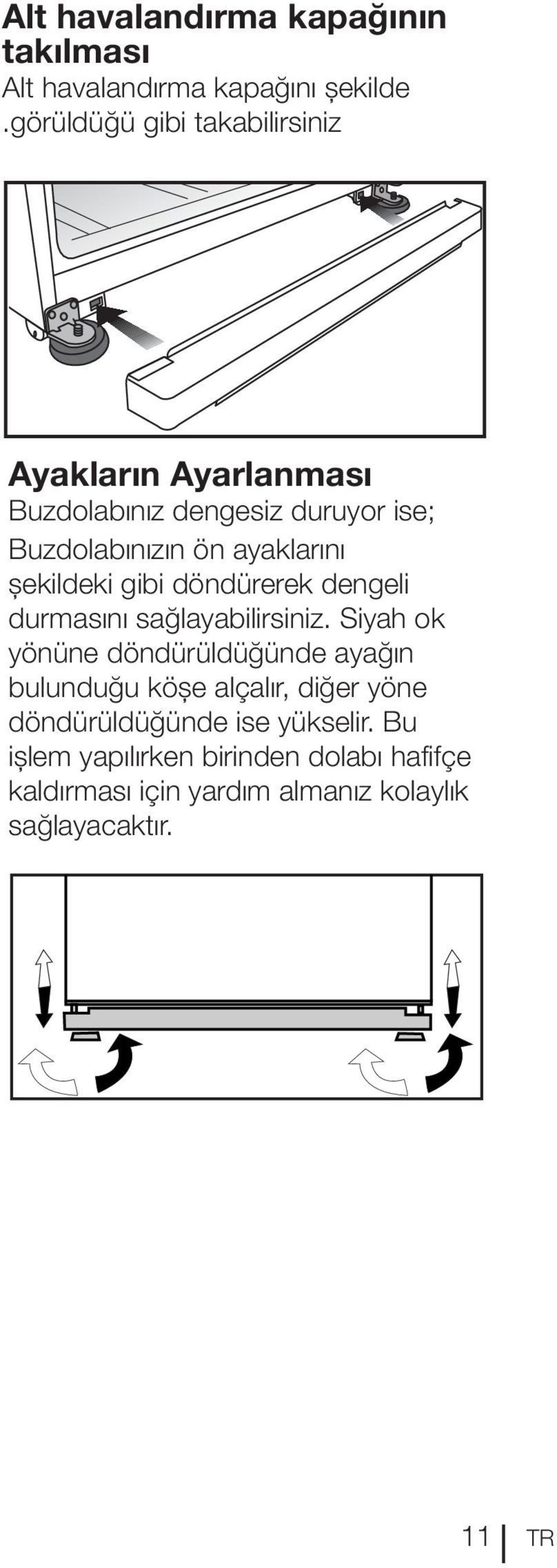 ayaklarını şekildeki gibi döndürerek dengeli durmasını sağlayabilirsiniz.