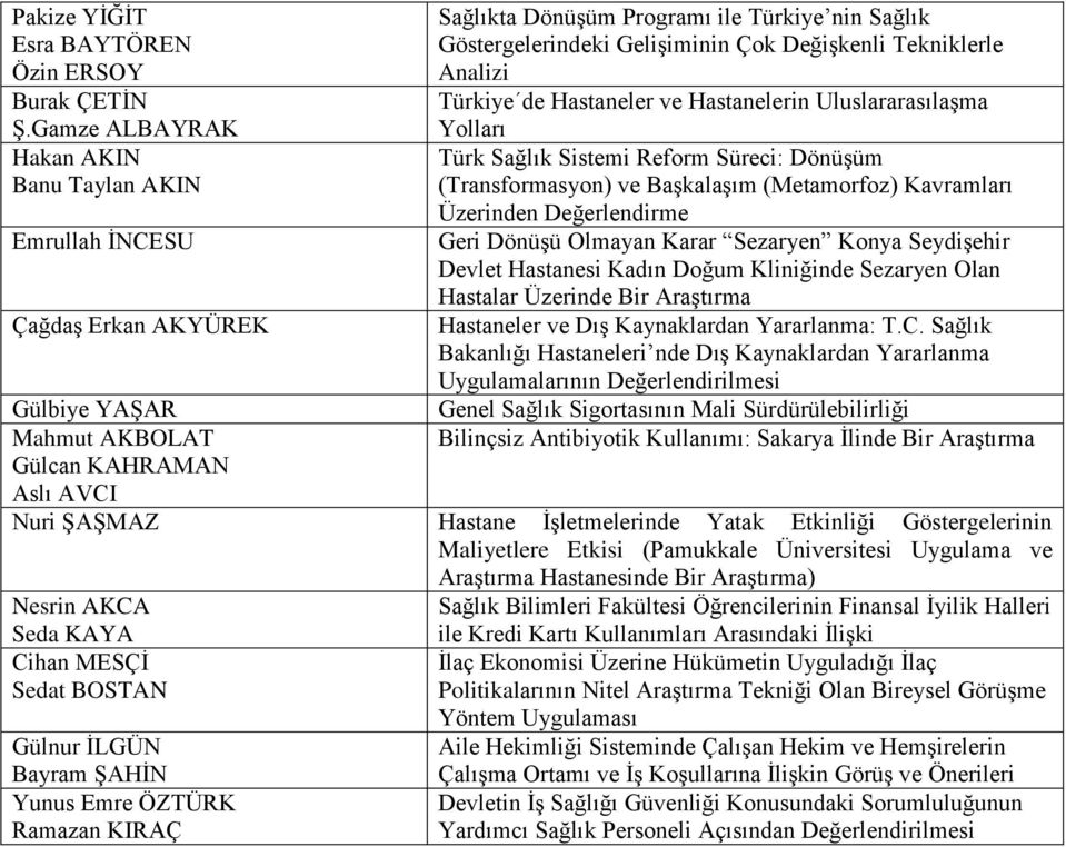 Türkiye de Hastaneler ve Hastanelerin Uluslararasılaşma Yolları Türk Sağlık Sistemi Reform Süreci: Dönüşüm (Transformasyon) ve Başkalaşım (Metamorfoz) Kavramları Üzerinden Değerlendirme Geri Dönüşü