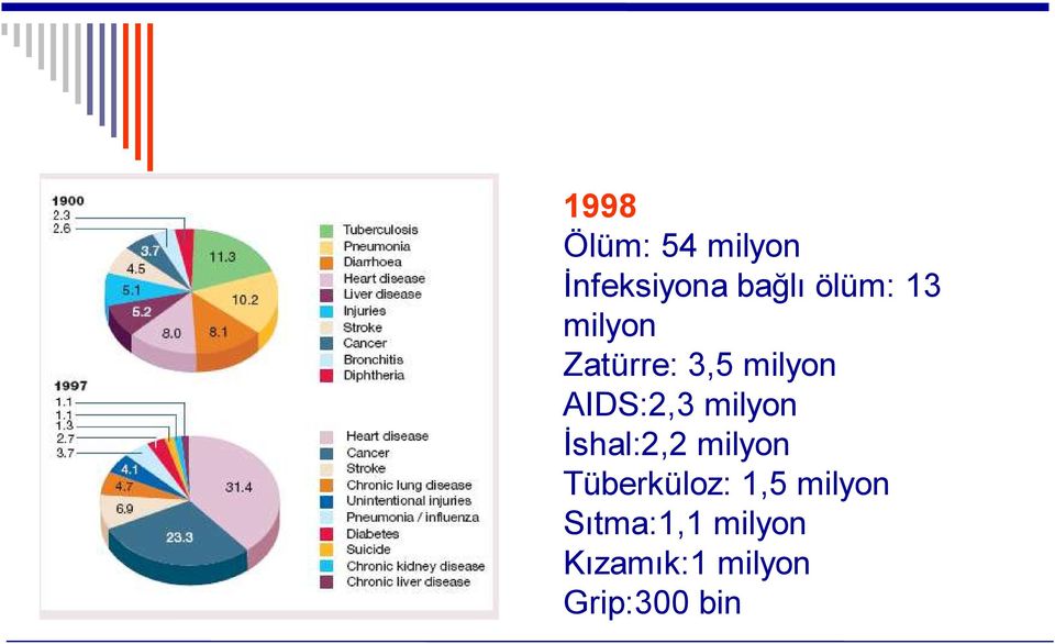 milyon İshal:2,2 milyon Tüberküloz: 1,5