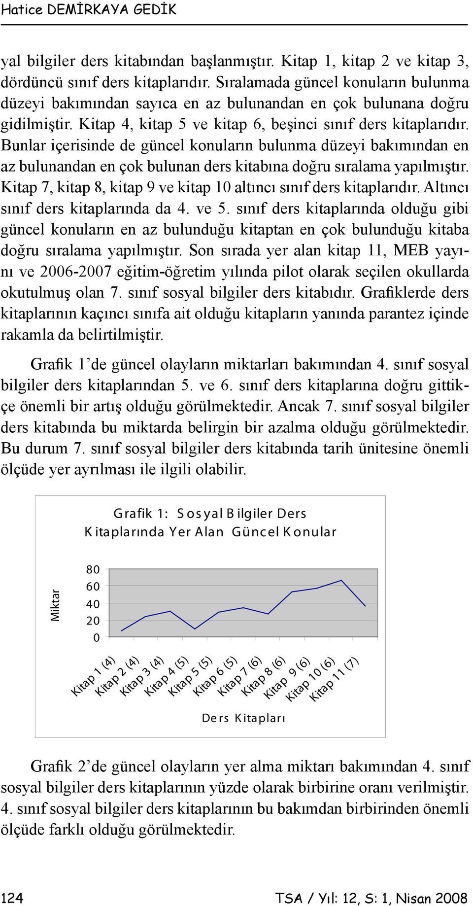 Bunlar içerisinde de güncel konuların bulunma düzeyi bakımından en az bulunandan en çok bulunan ders kitabına doğru sıralama yapılmıştır.