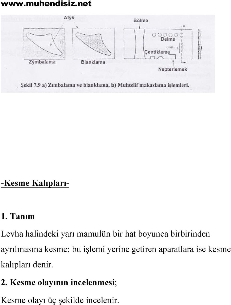 birbirinden ayrılmasına kesme; bu işlemi yerine getiren